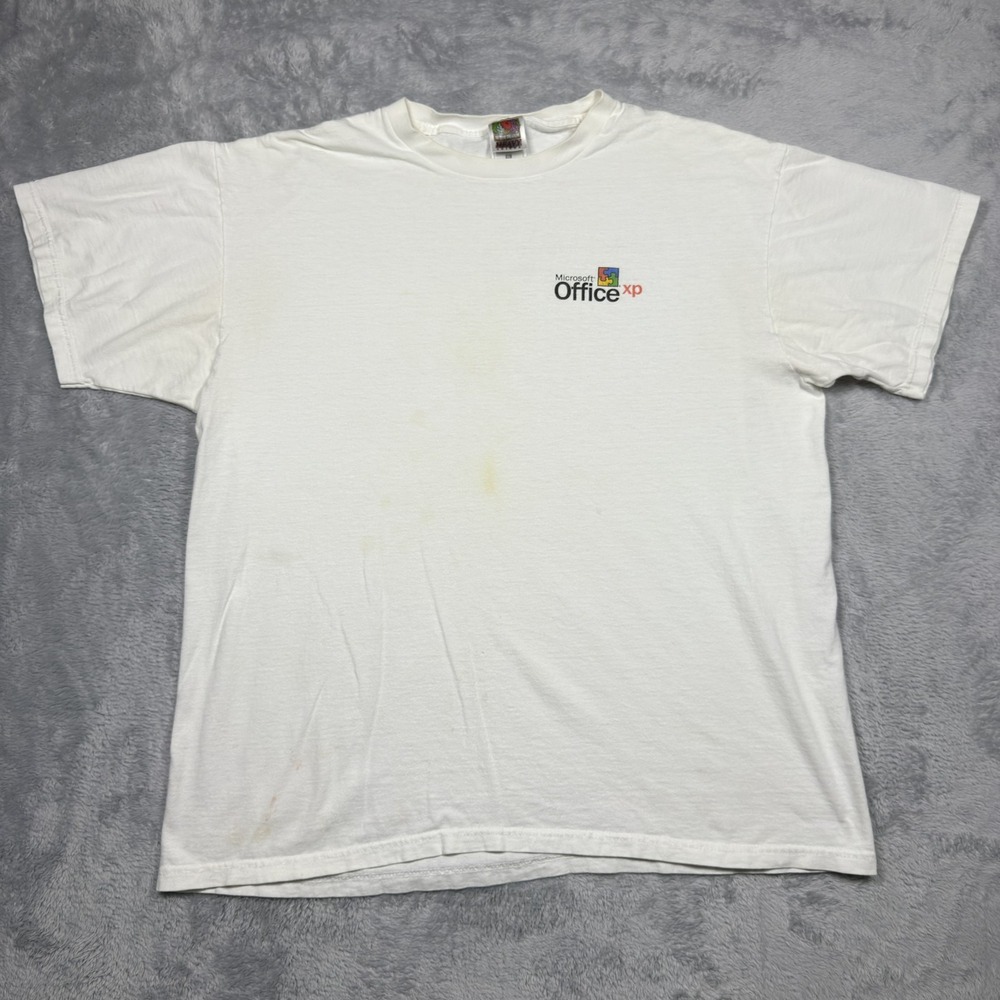 Vintage Microsoft Office XP Shirt Mens XL Promo Tech Stained Faded Thrashed